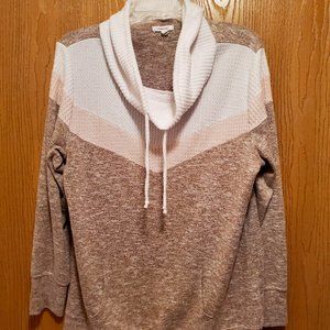 Light semi- cowl neck sweater white, pink, purple Maurices XXL